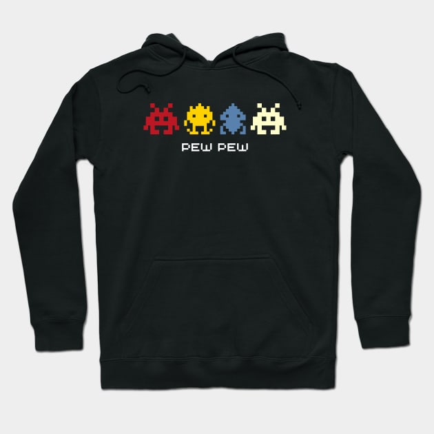 Pew Pew, vintage arcade coin op space invaders Hoodie by Teessential